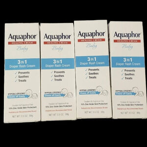 New Aquaphor Baby 3 in 1 Diaper Rash Healing Cream Hypoallergenic 3.5oz 4 Boxes